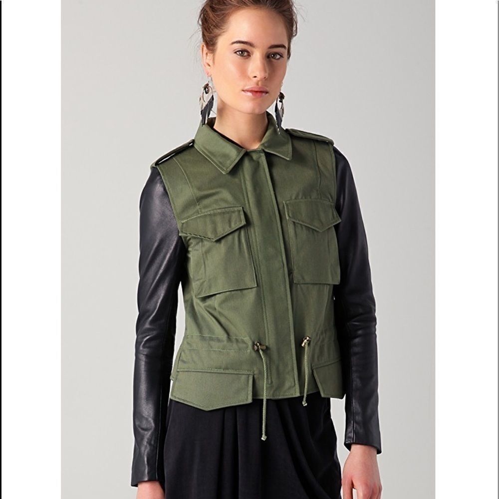 Olive Green and Black Women's Jacket